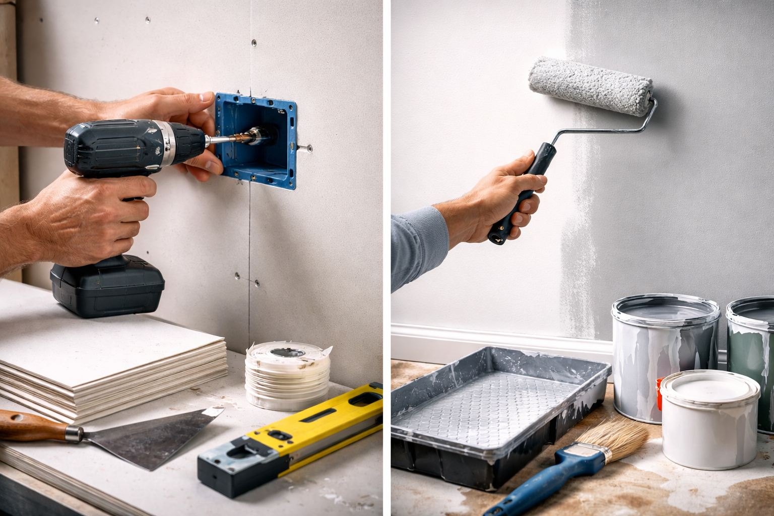 שלבי עבודה גבס וצבע